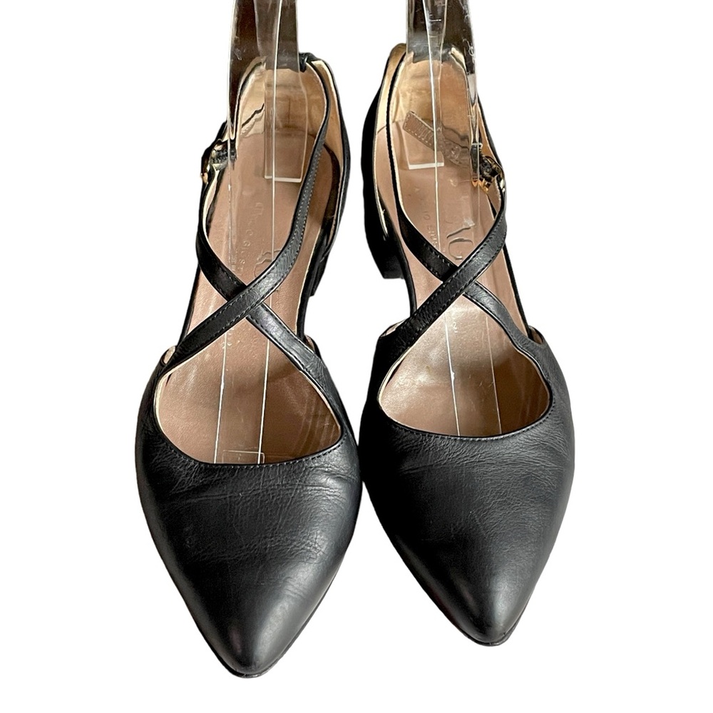 AGL D'Orsay Black Leather Block Crisscross Vamp Strap Ankle Strap Sz 8.5 EU 38.5 - Picture 3 of 16